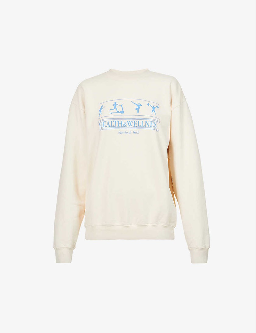 Pullover imprimé de Sporty & Rich, 127 francs, via Selfridges.