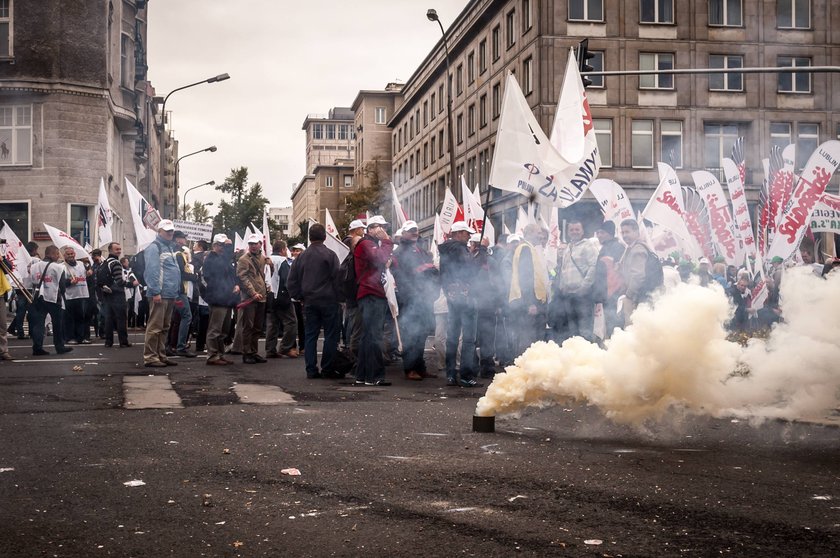 Protesty związkowców w Warszawie