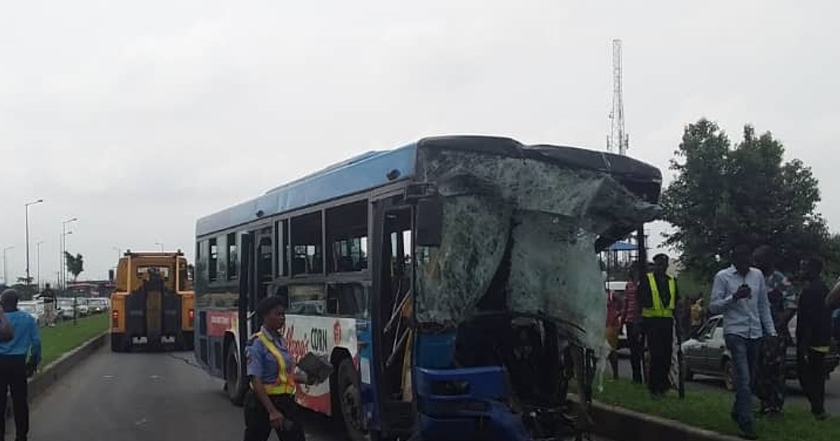 Woman killed as Dangote trailer crushes BRT bus in Lagos