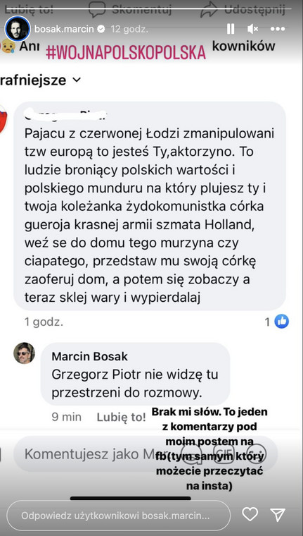 Marcin Bosak pokazał komentarze internautów