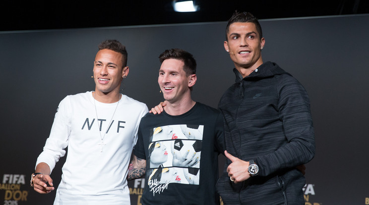 A 2015-ös aranylabda gálán Neymar, Messi és Ronaldo jutott a legobb 3-ba /Fotó: Northfoto