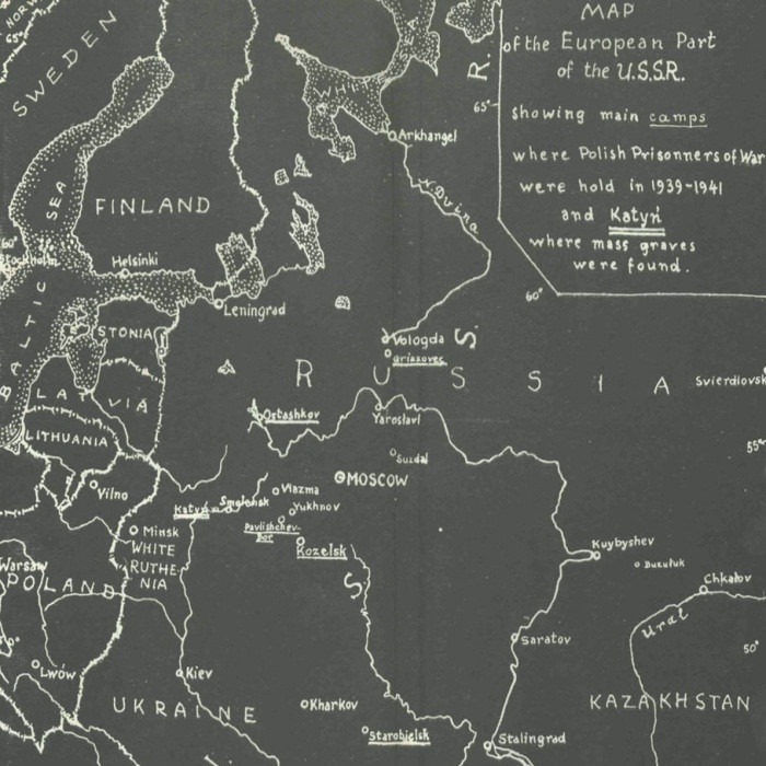 Mapa pokazująca główne obozy, gdzie przetrzymywani byli polscy więźniowie od 1939 do 1941, fot. archives.gov