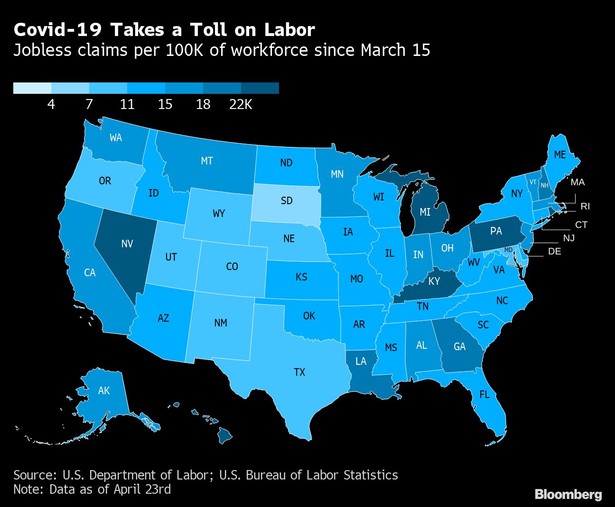 Bezrobotna Ameryka. Już ponad 26 mln wniosków o zasiłek