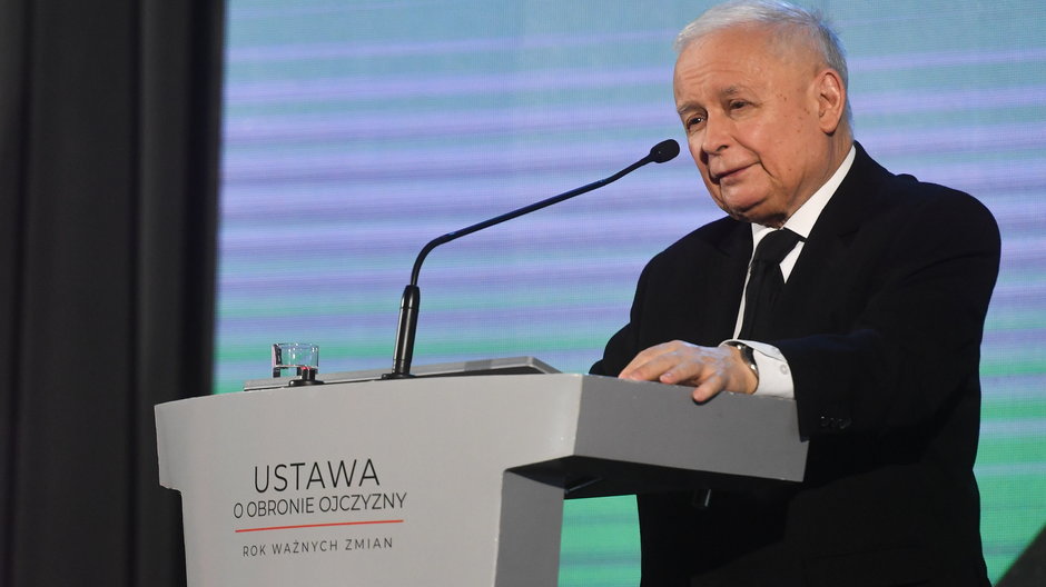 Jarosław Kaczyński podczas otwarcia konferencji, 24 kwietnia 2023 r.