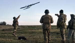 Ukrainian soldiers launch a drone at Russian positions near Bakhmut, Donetsk region, Ukraine, December 15, 2022.Associated Press