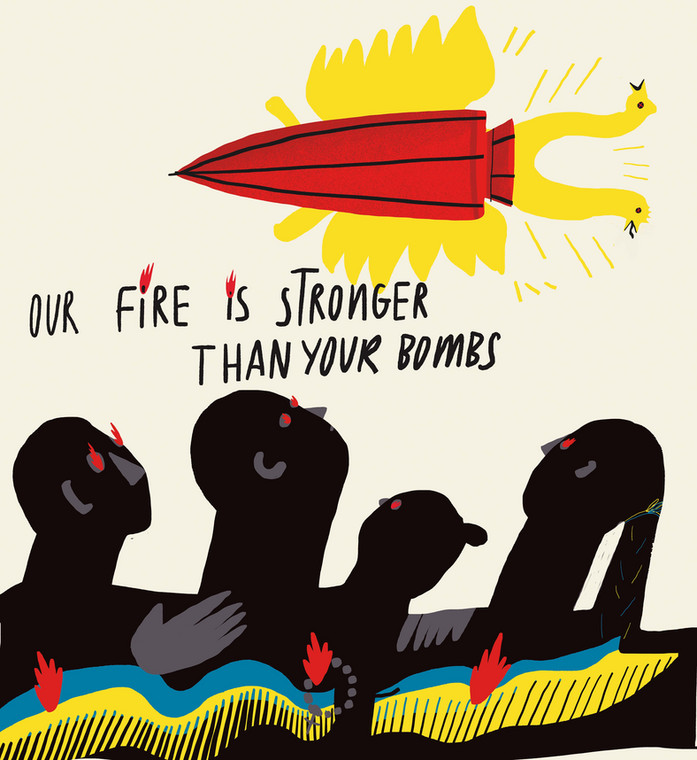 Grafika Bogdany Davydiuk. "Nasz ogień jest mocniejszy od waszych bomb"