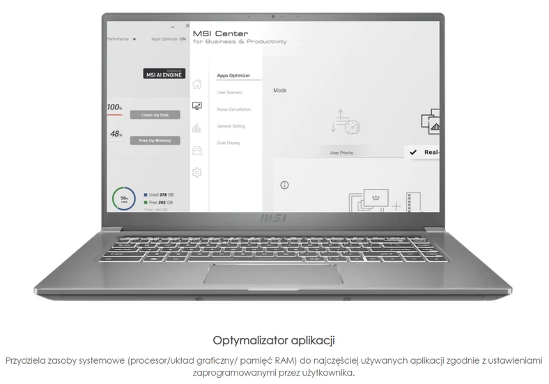 MSI Modern 15 – optymalizator aplikacji