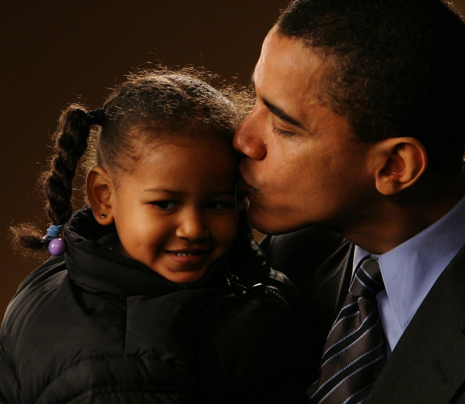 Barack Obama z młodszą córką Sashą