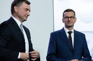 Zbigniew Ziobro i Mateusz Morawiecki w siedzibie PiS na ul. Nowogrodzkiej.