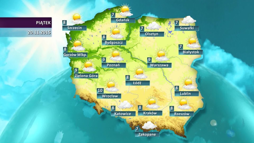 Prognoza pogody dla Polski 20.11