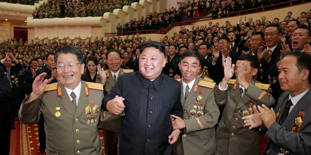 North Korean leader Kim Jong Un at a celebration for nuclear scientists and engineers who contributed to a hydrogen bomb test, in an undated photo released by North Korea's Korean Central News Agency.