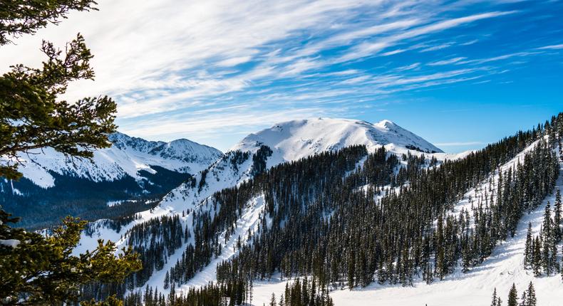 Snow-covered mountains in New Mexico.Roschetzky Photography/Shutterstock