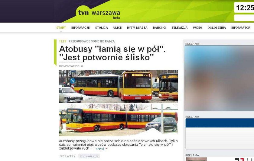 Złamał się autobus w Warszawie