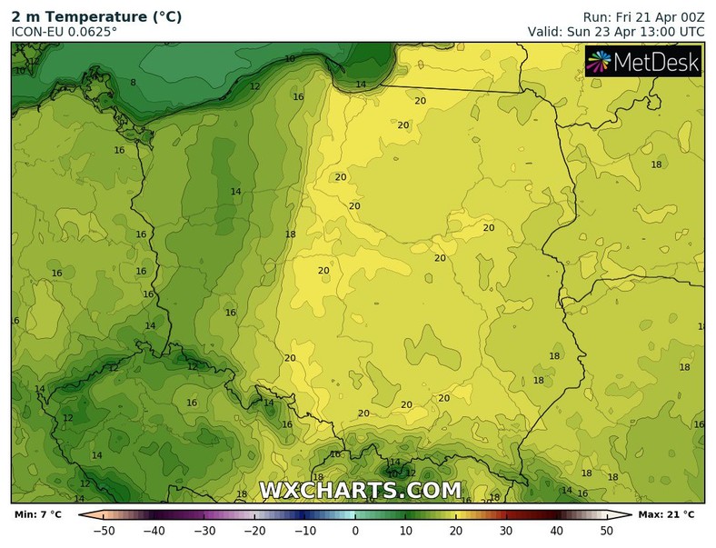 W weekend, tuż przed frontem, temperatura miejscami sięgnie 20-21 st. C!