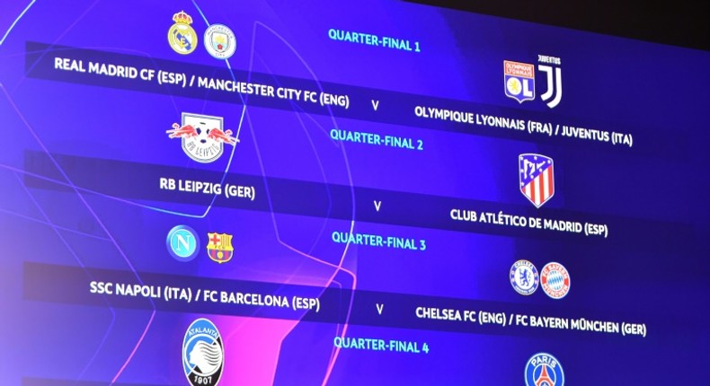 The line-up for the quarter-finals of the Champions League after Friday's draw at UEFA HQ in Switzerland