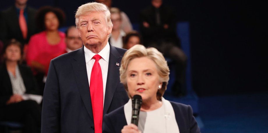 Donald Trump and Hillary Clinton at the debate in St. Louis.