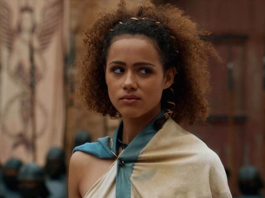 Daenerys' handmaid and adviser, Missandei, is played by Nathalie Emmanuel.