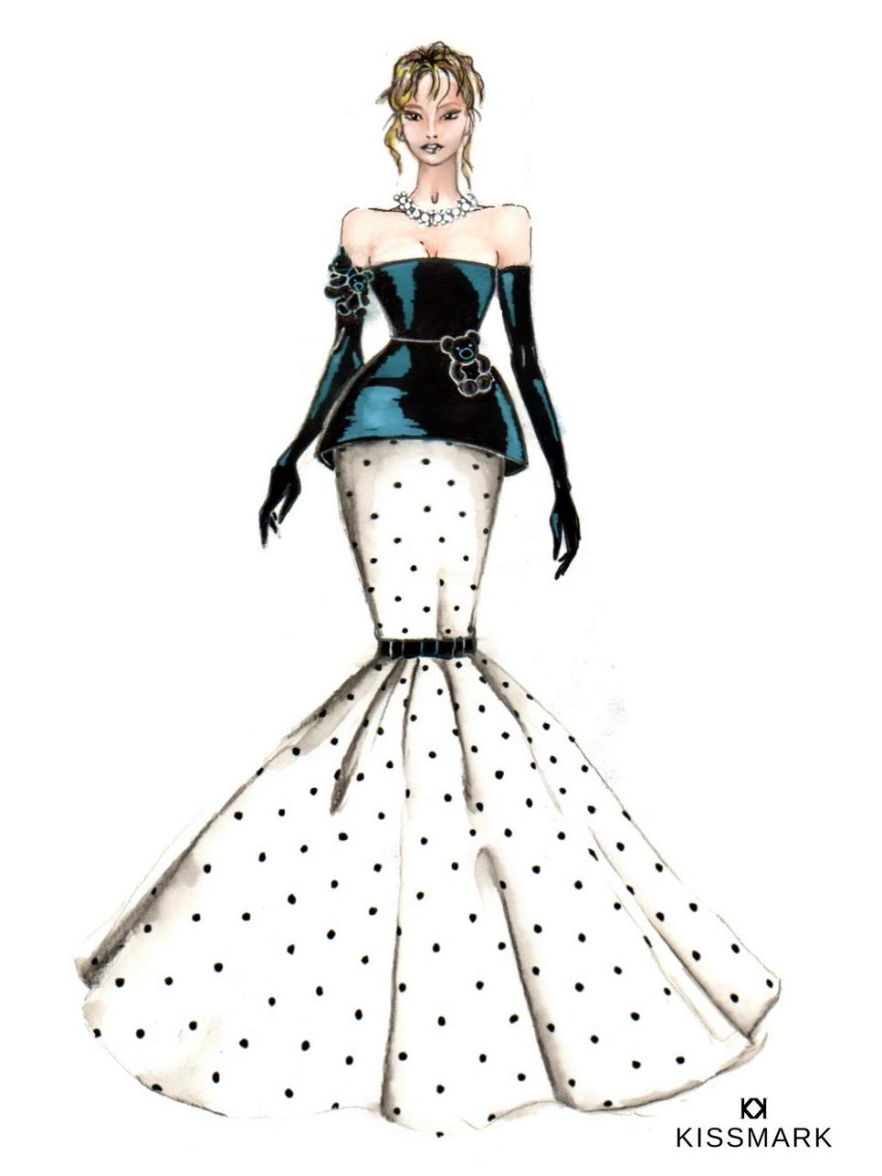 Diseño de Mark Case para el vestido de Köllő Babett para la retransmisión en directo de I'll Be a Star en Sztár