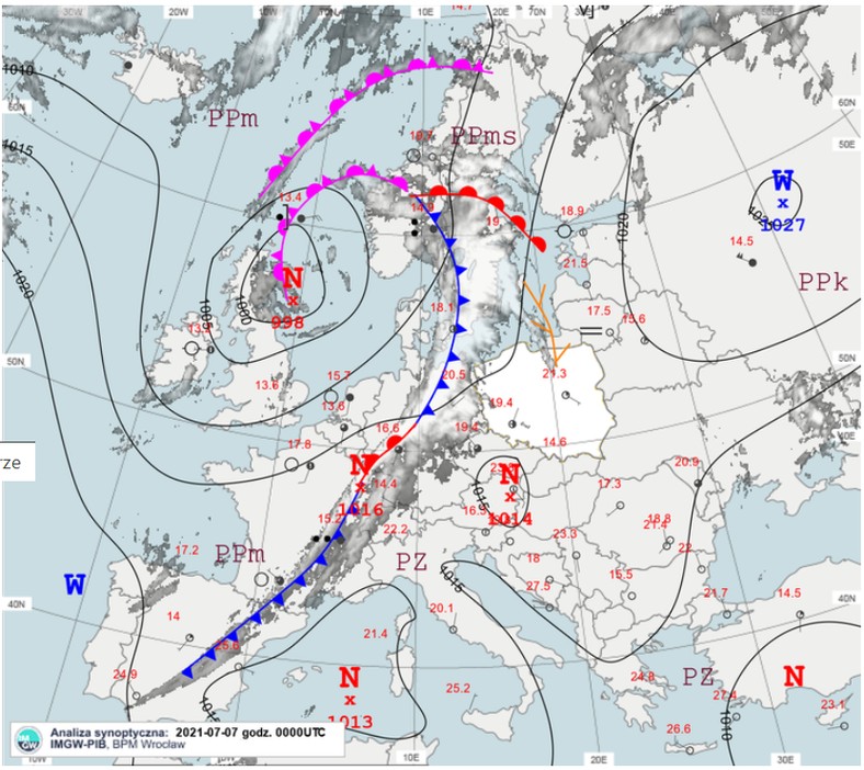 Mapa synoptyczna Europy