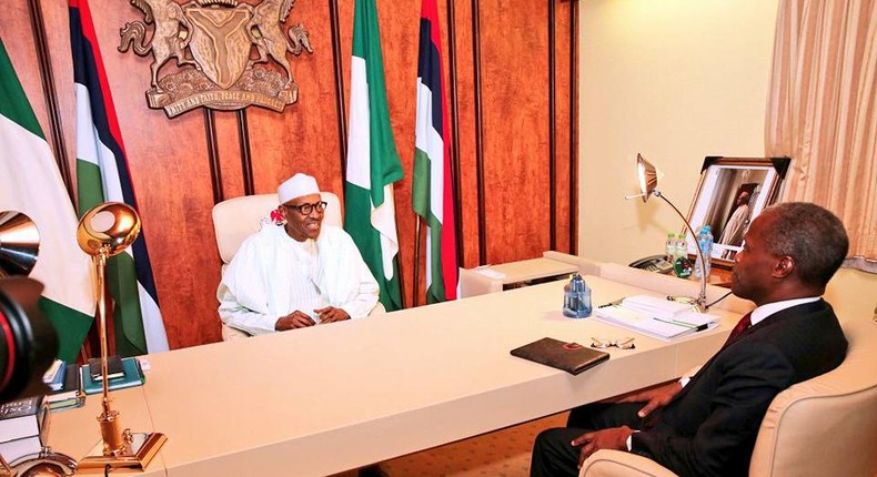 President Muhammadu Buhari with Vice President Yemi Osinbajo on Monday, August 21, 2017