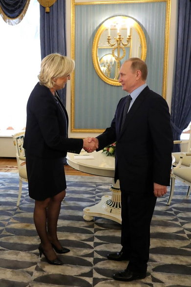 Marine Le Pen i Władimir Putin na spotkaniu w Moskwie, 2017 r.