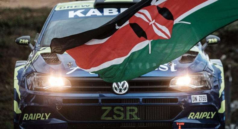 Kenya's national flag is seen during the ceremonial start of the African Rally Championship (ARC) Equator Rally Kenya at the Kenya Wildlife Services Institute in Naivasha, Kenya, on April 23, 2021 (Photo by YASUYOSHI CHIBA/AFP via Getty Images)