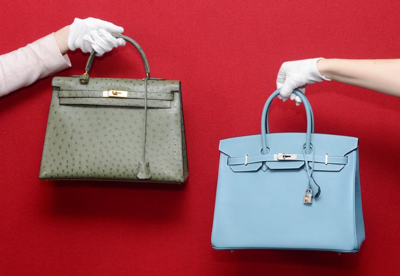 A Hermes Birkin (right) and a Herms Kelly (left) in a pre-auction photo.rune hellestad/Corbis via Getty Images