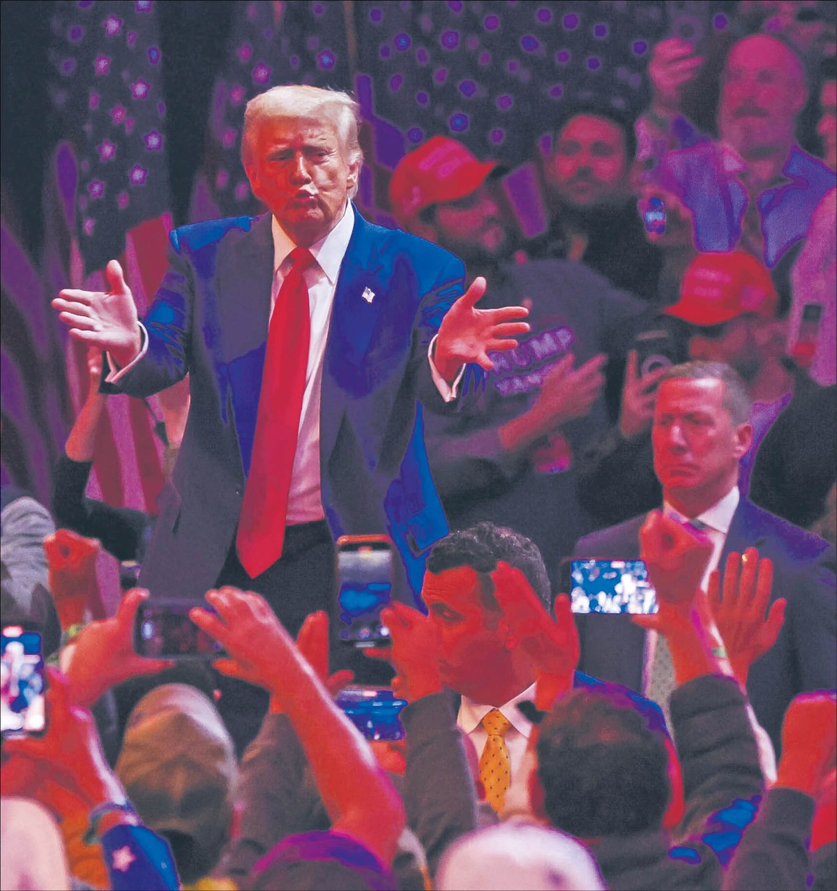 Donald Trump na niedzielnym wiecu w Nowym Jorku
