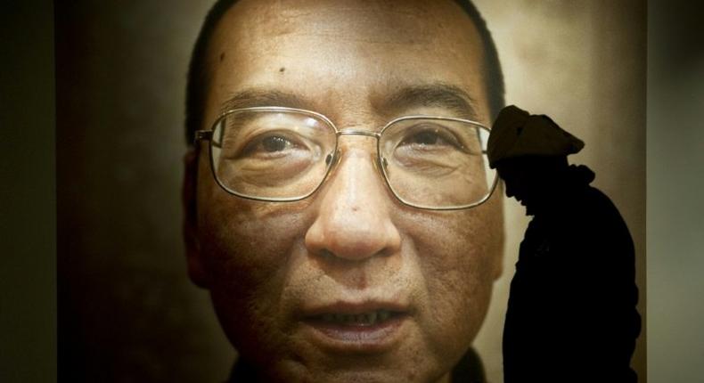 A poster of Chinese Nobel Peace laureate Liu Xiaobo in Oslo in 2010