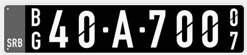 Primer tablice za vozila u vlasništvu diplomatskih i konzularnih predstavništava misija stranih država i predstavništava međunarodnih organizacija u Republici Srbiji i njihovog osoblja koje ima diplomatski status