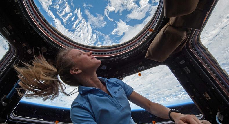 karen nyberg female astronaut international space station iss cupola windows expedition 37 nasa