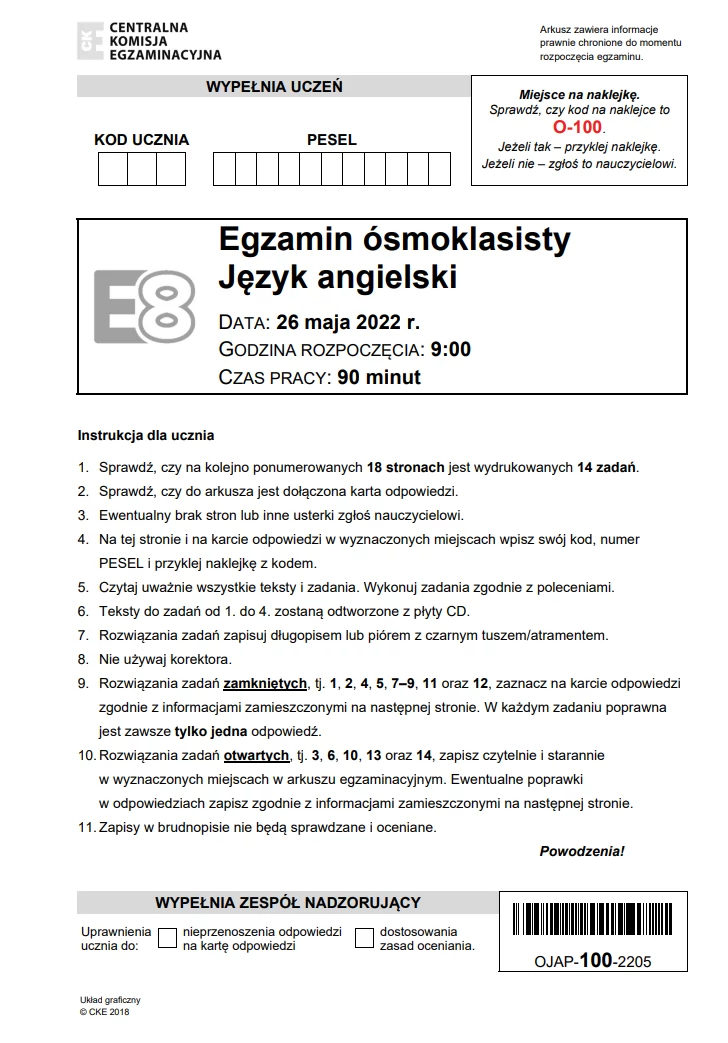 Egzamin ósmoklasisty: Język angielski [ARKUSZE EGZAMINACYJNE] -  GazetaPrawna.pl