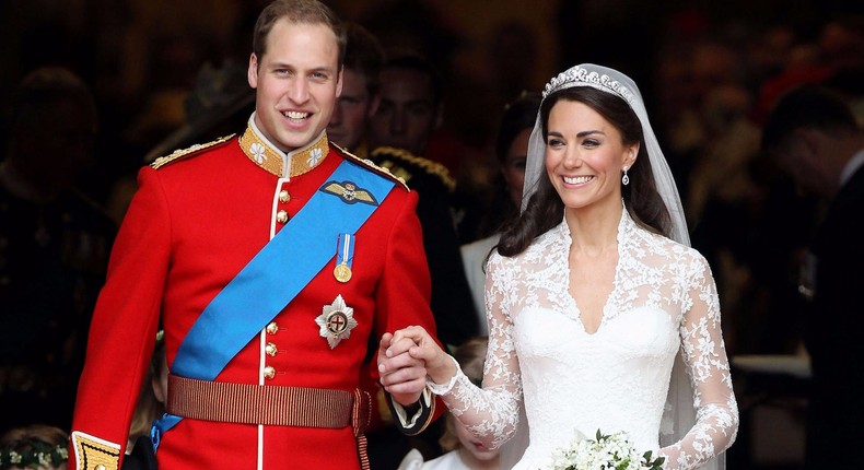 Prince William and Kate Middleton showed affection the day of their wedding.Chris Jackson/Getty Images