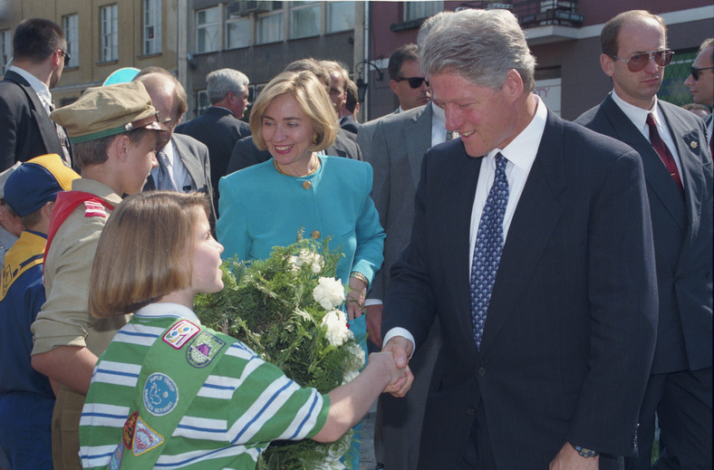 Bill Clinton z żoną Hillary (Warszawa, 7 lipca 1994 r.)