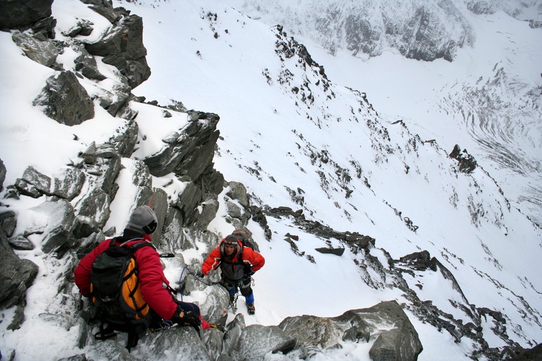 Wspinacze na Mont Blanc na wys. ok. 3600 m n.p.m.