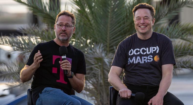 T-Mobile CEO Mike Sievert and SpaceX founder Elon Musk announced a new service offering mobile users phone service via Starlink satellites.