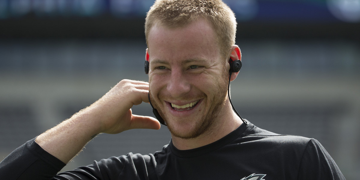 Carson Wentz was once caught watching game film on his phone under the table during date night with his girlfriend