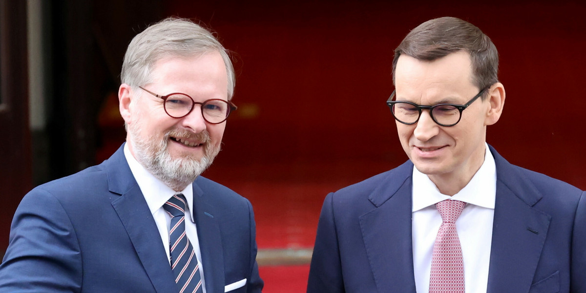 Premier Czech Petr Fiala i premier Polski Mateusz Morawiecki.