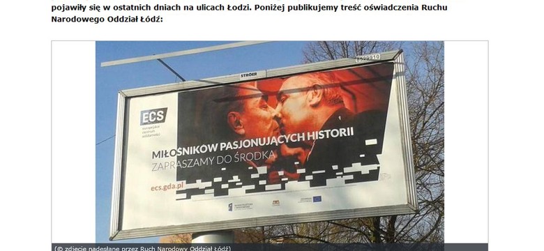 Wpadka narodowców. Protesują przeciwko całującym się gejom na billboardzie. Tylko że to Breżniew i Gierek