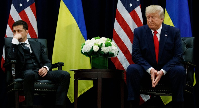 President Donald Trump meets with Ukrainian President Volodymyr Zelenskyy during the United Nations General Assembly, Wednesday, Sept. 25, 2019, in New York.AP Photo/Evan Vucci