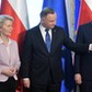 Przewodnicząca Komisji Europejskiej Ursula von der Leyen, prezydent Andrzej Duda i premier Mateusz Morawiecki 