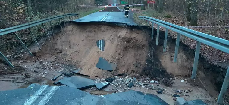 Zerwany most na drodze wojewódzkiej. Wszystko przez bobry