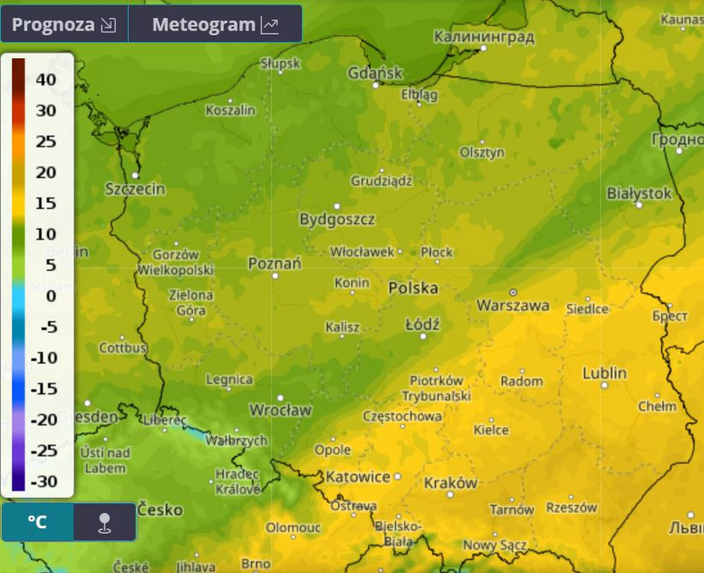 Temperatura powietrza w Polsce. Stan na środę o godz. 12