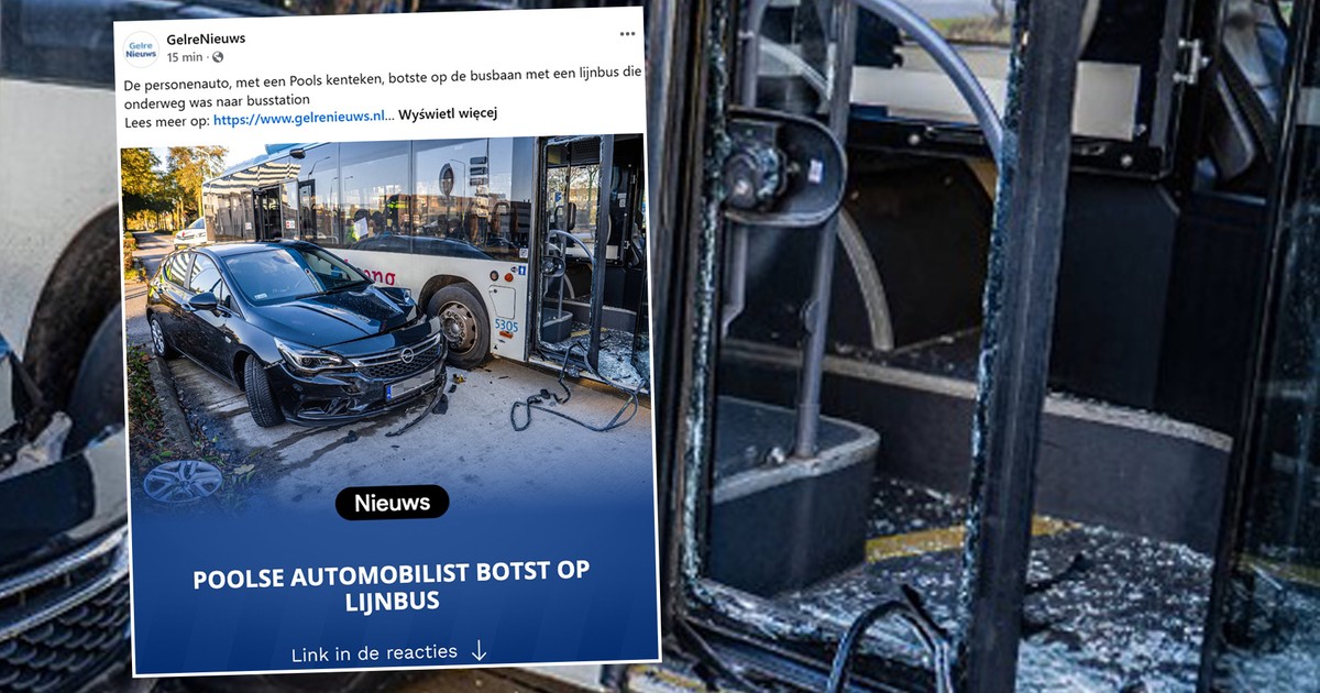 Polskie auto zderzyło się z autobusem. A to wszystko w Holandii. Aż wyleciały szyby!