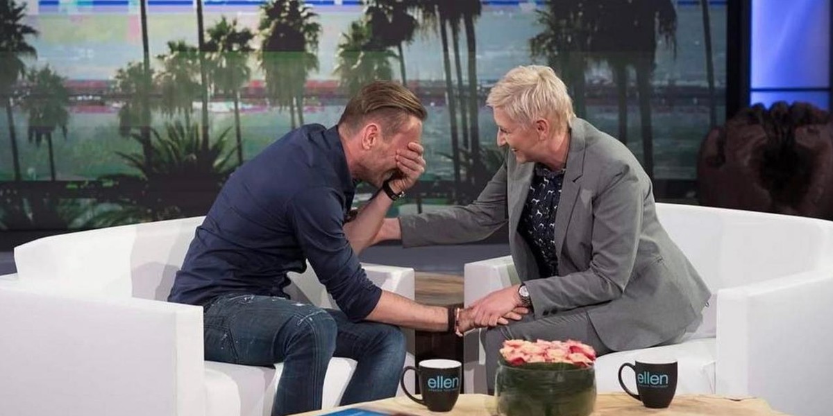 Łukasz Jakóbiak i Ellen DeGeneres