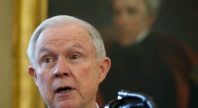 US Attorney General Jeff Sessions after being sworn in at the Oval Office of the White House in Washington, on February 9, 2017.