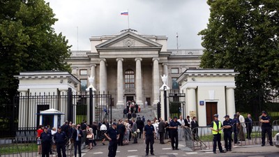 WARSZAWA AMBASADA ROSJI DEMONSTRACJA UKRAINY