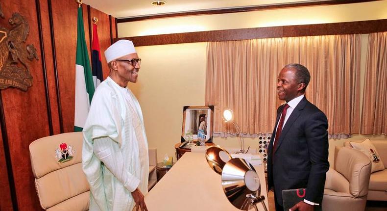 President Muhammadu Buhari with Vice President Yemi Osinbajo on Monday, August 21, 2017.