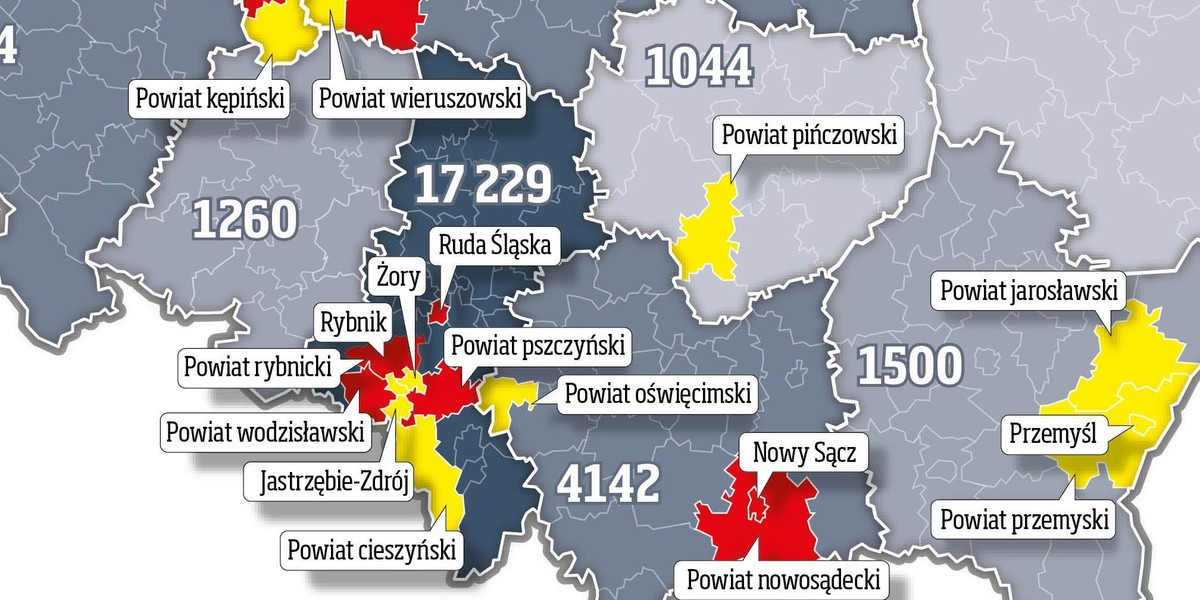 W strefach pod zaostrzonym nadzorem znalazło się 19 powiatów.