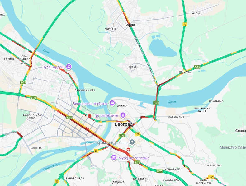 Gužva u Beogradu 24. oktobra